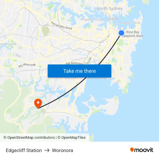 Edgecliff Station to Woronora map