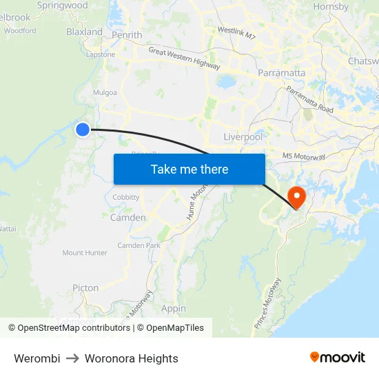 Werombi to Woronora Heights map