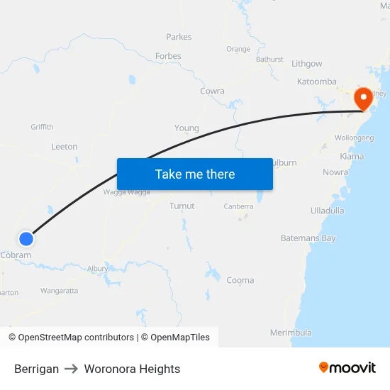Berrigan to Woronora Heights map