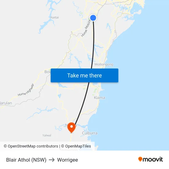 Blair Athol (NSW) to Worrigee map