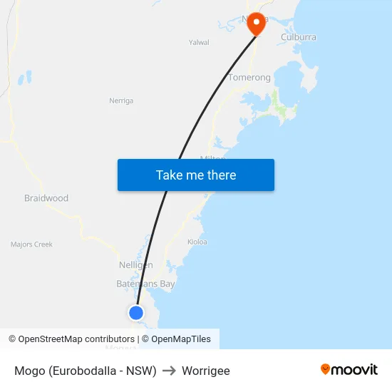 Mogo (Eurobodalla - NSW) to Worrigee map