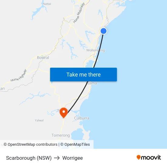 Scarborough (NSW) to Worrigee map