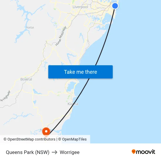 Queens Park (NSW) to Worrigee map