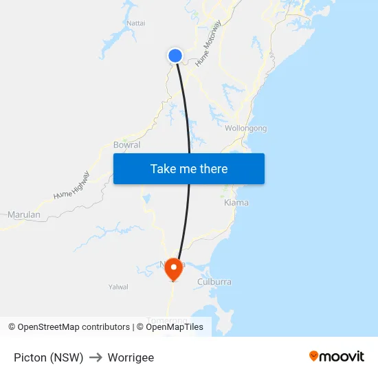 Picton (NSW) to Worrigee map