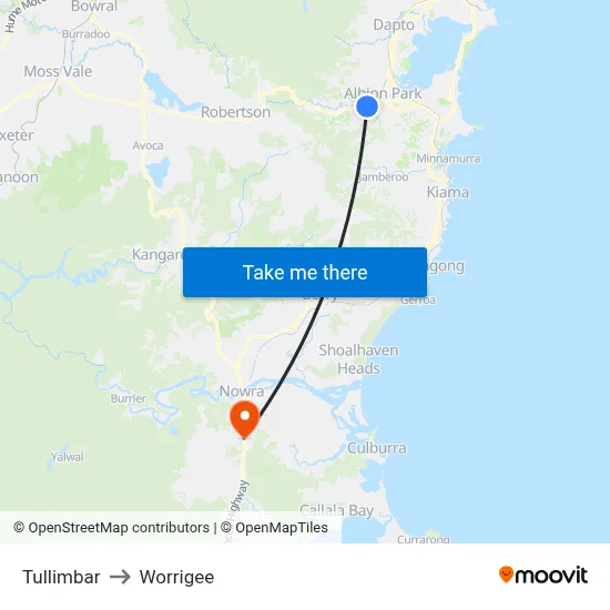 Tullimbar to Worrigee map