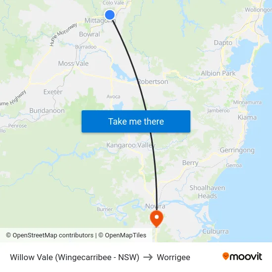 Willow Vale (Wingecarribee - NSW) to Worrigee map