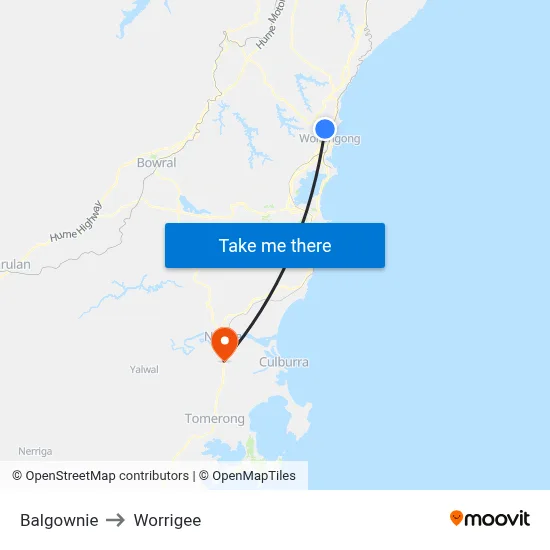 Balgownie to Worrigee map