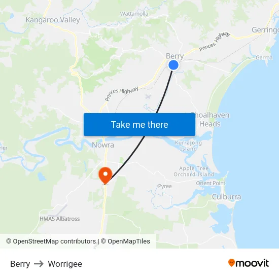 Berry to Worrigee map