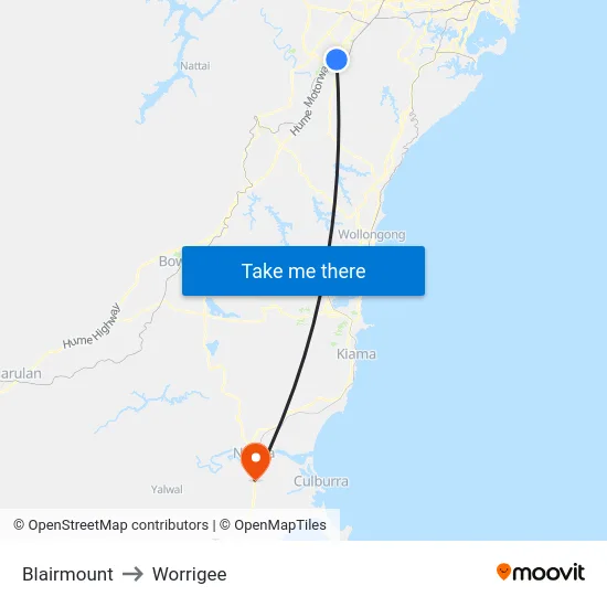 Blairmount to Worrigee map