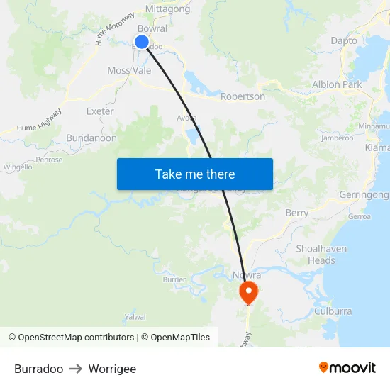 Burradoo to Worrigee map