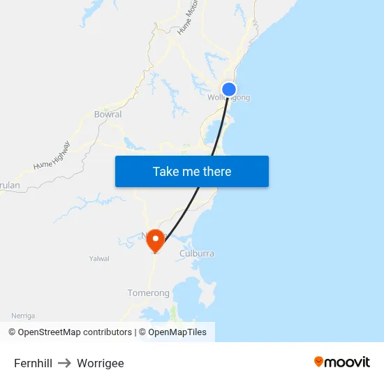 Fernhill to Worrigee map