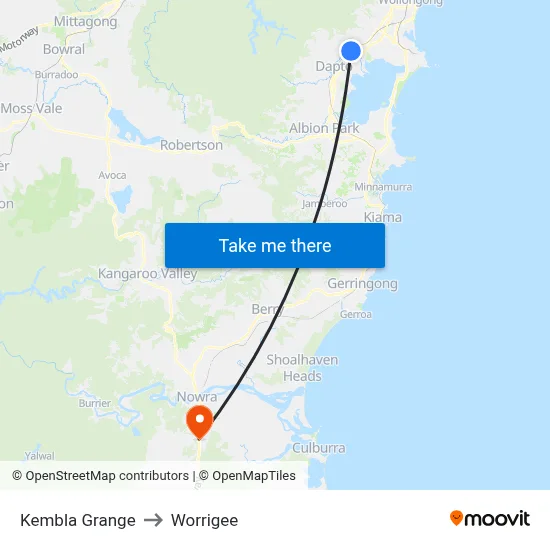 Kembla Grange to Worrigee map