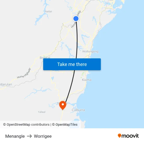 Menangle to Worrigee map