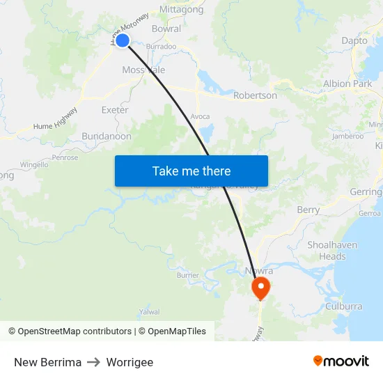 New Berrima to Worrigee map