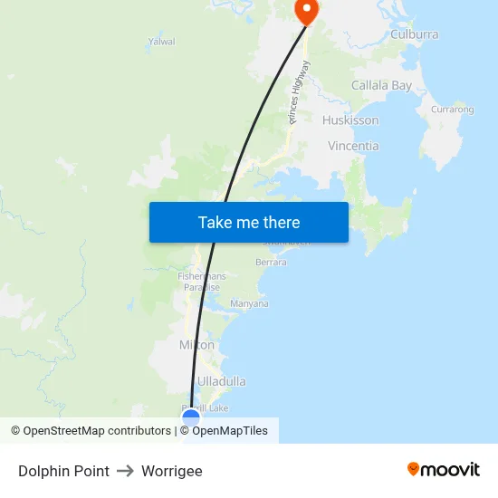 Dolphin Point to Worrigee map