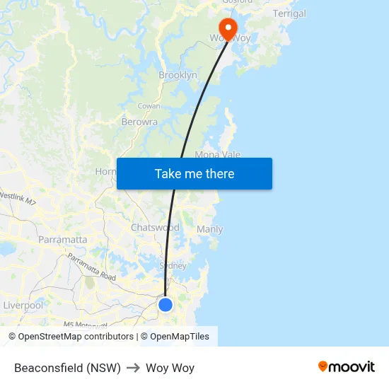 Beaconsfield (NSW) to Woy Woy map