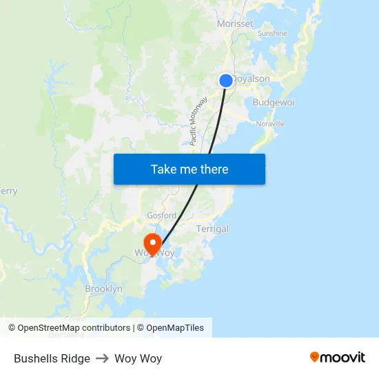 Bushells Ridge to Woy Woy map