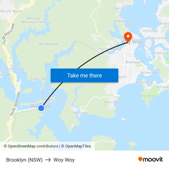 Brooklyn (NSW) to Woy Woy map