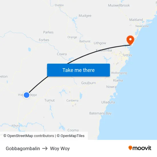 Gobbagombalin to Woy Woy map