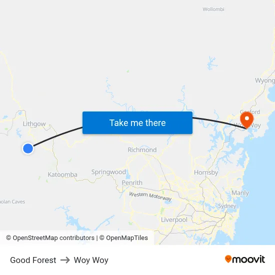 Good Forest to Woy Woy map