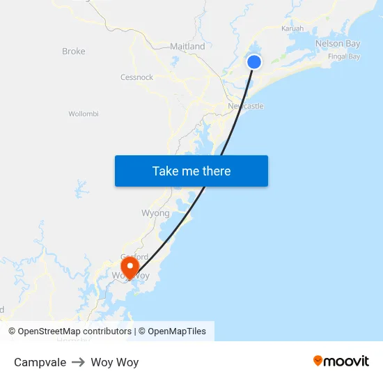 Campvale to Woy Woy map