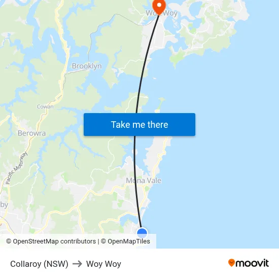 Collaroy (NSW) to Woy Woy map