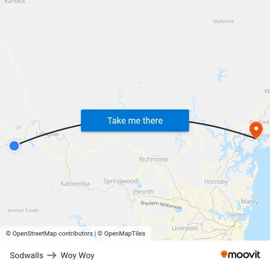 Sodwalls to Woy Woy map