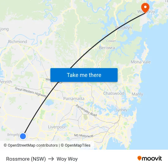 Rossmore (NSW) to Woy Woy map
