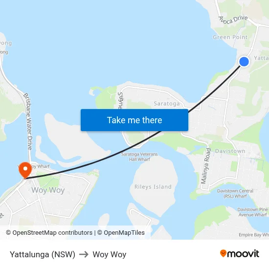 Yattalunga (NSW) to Woy Woy map