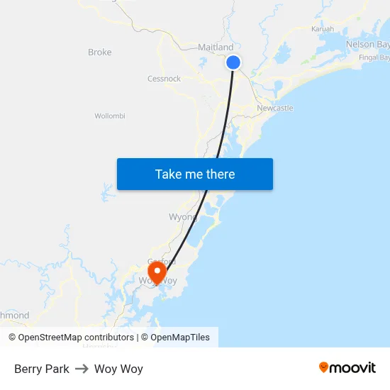 Berry Park to Woy Woy map