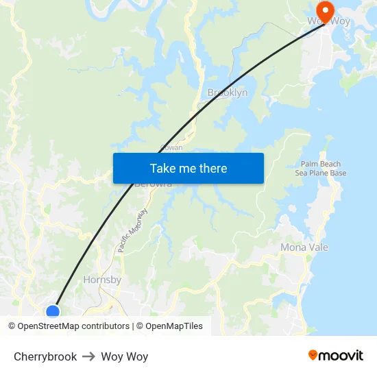 Cherrybrook to Woy Woy map