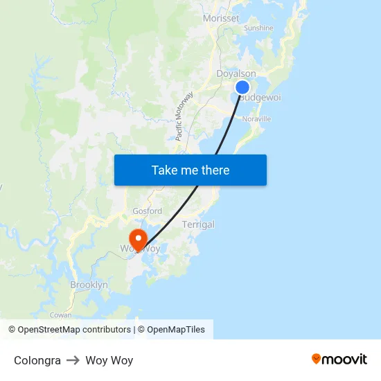 Colongra to Woy Woy map