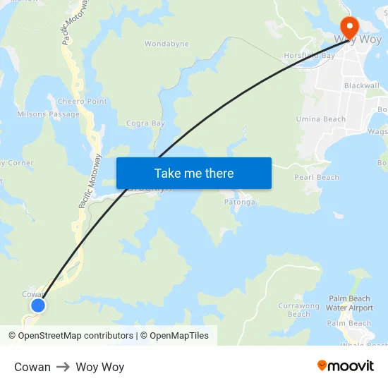 Cowan to Woy Woy map
