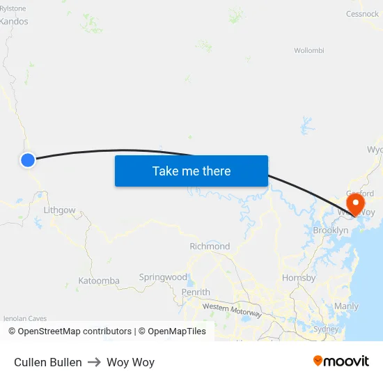 Cullen Bullen to Woy Woy map