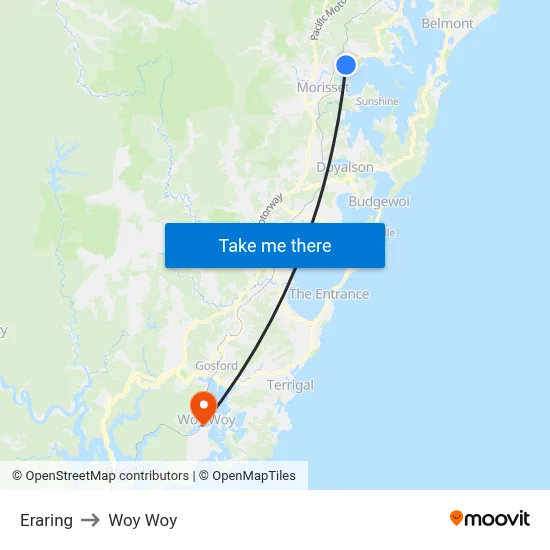 Eraring to Woy Woy map