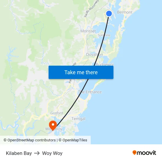 Kilaben Bay to Woy Woy map
