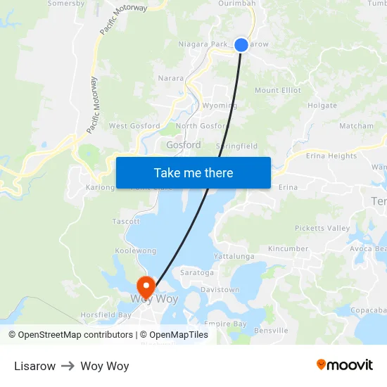 Lisarow to Woy Woy map