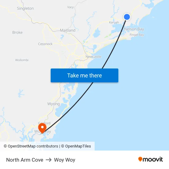 North Arm Cove to Woy Woy map