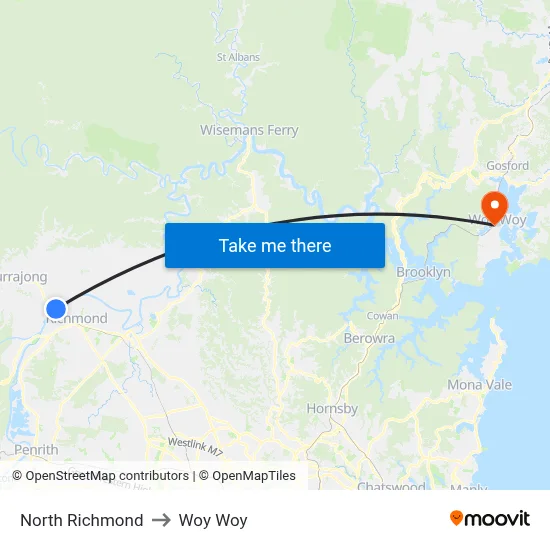 North Richmond to Woy Woy map