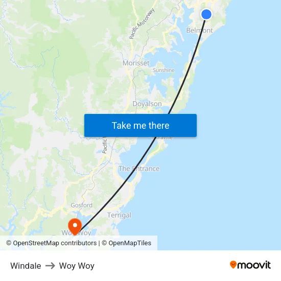 Windale to Woy Woy map