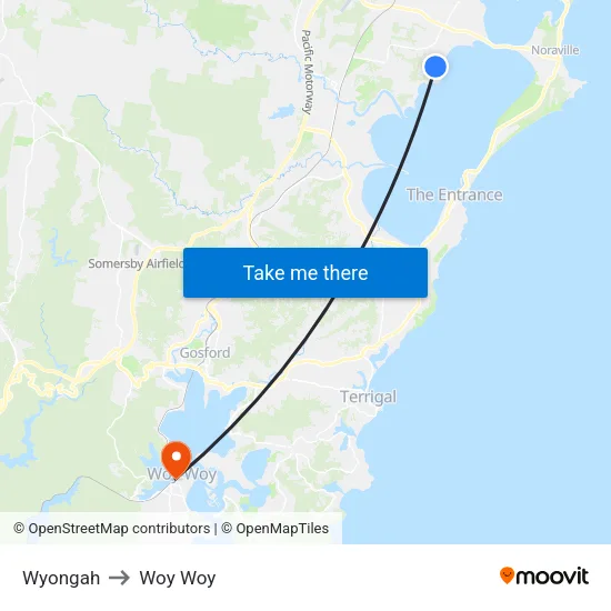 Wyongah to Woy Woy map
