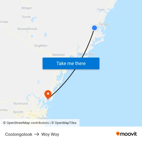 Coolongolook to Woy Woy map