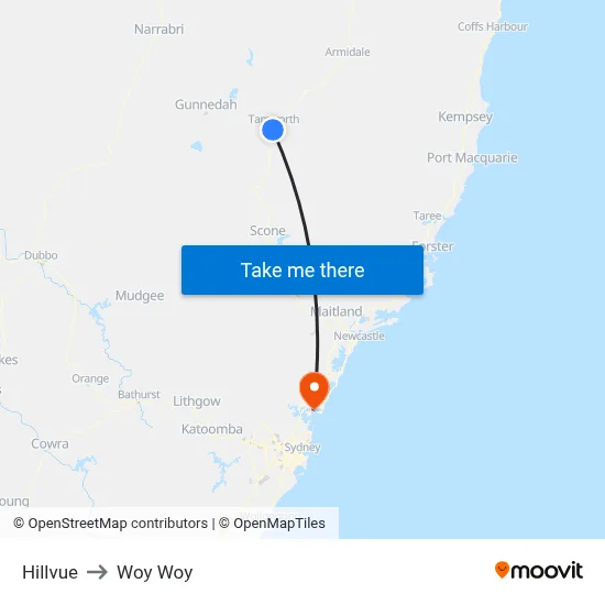 Hillvue to Woy Woy map