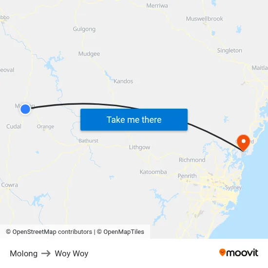 Molong to Woy Woy map
