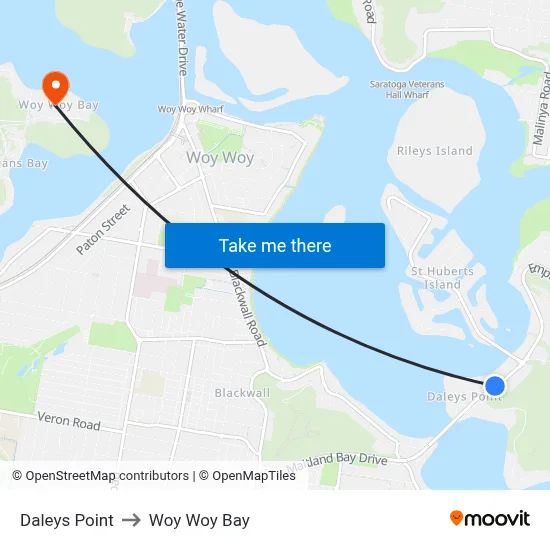 Daleys Point to Woy Woy Bay map