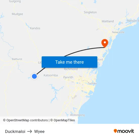 Duckmaloi to Wyee map