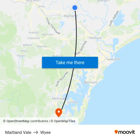 Maitland Vale to Wyee map