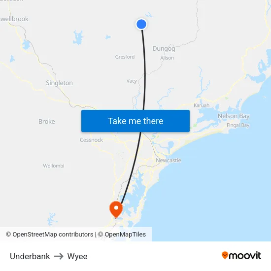 Underbank to Wyee map