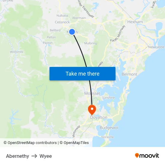 Abernethy to Wyee map