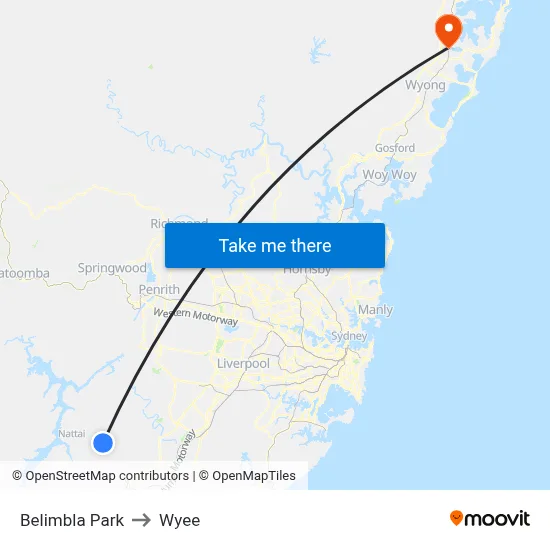 Belimbla Park to Wyee map